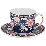 Чайный сервиз из фарфора синий на 6 персон 14 предметов Flower Porcelain Collection варинант исполнения - 2 | Loft Concept в Брянске