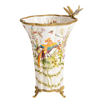 Ваза из фарфора с бронзовой стрекозой  Paradise Dragonfly варинант исполнения - 6 | Loft Concept в Брянске