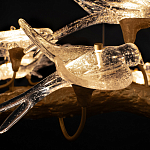 Люстра подвесная линейная с прозрачными стеклянными птичками на ветвях Serip Voa варинант исполнения - 11 | Loft Concept в Брянске