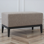 Банкетка из массива бука с бежевой обивкой из рогожки на 4-х ножках черного цвета Fjord варинант исполнения - 2 | Loft Concept в Брянске