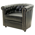 Кресло кожаное с мягкими подлокотниками на 4-х деревянных ножках Logan Leather Armchair black 2 варинант исполнения - 1 | Loft Concept в Брянске