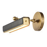 Светильник для картин цвет винтажная латунь с прямоугольным плафоном из кожи черного цвета Alora варинант исполнения - 4 | Loft Concept в Брянске