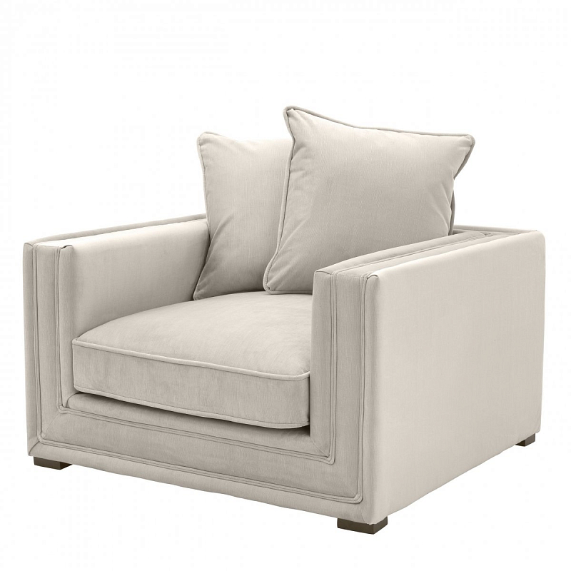 Кресло Eichholtz Chair Menorca Stone grey Бежево-серый Черный Кресло Eichholtz Chair Menorca Stone grey Бежево-серый Черный в Брянске | Loft Concept