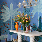 Обои ручная роспись Malwa Special Colourway on blue painted Xuan paper варинант исполнения - 1 | Loft Concept в Брянске