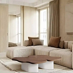 Дизайнерский журнальный стол с фигурной столешницей на белом основании Holarisex варинант исполнения - 1 | Loft Concept в Брянске