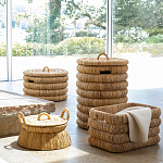 Плетеная корзина с крышкой из плетеного бананового дерева Zuwena Wicker Basket варинант исполнения - 6 | Loft Concept в Брянске