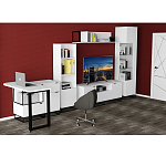 Стеллаж книжный белый с 3-мя открытыми полками и дверкой Strict Lines варинант исполнения - 6 | Loft Concept в Брянске