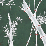 Обои ручная роспись Bamboo Argent on Edo Green painted silk варинант исполнения - 2 | Loft Concept в Брянске