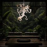 Люстра с тремя фигурами обезьян с лампочками в руках белого цвета Hanging Monkey варинант исполнения - 10 | Loft Concept в Брянске