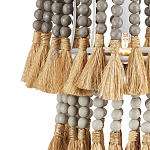 Подвесной светильник двухъярусный с декором из круглых деревянных бусин с кисточками Gray Brown Wooden Beads Chandelier варинант исполнения - 1 | Loft Concept в Брянске