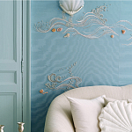 Обои с вышивкой ручной работы Amami Waves Moonbeam colourway on silk moire варинант исполнения - 2 | Loft Concept в Брянске