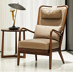 Кресло c каркасом из массива дерева и с мягким подголовником Walnut Armchair варинант исполнения - 1 | Loft Concept в Брянске