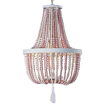 Люстра каплевидной формы украшенная круглыми бусинами розовая Wooden Pink Chandelier варинант исполнения - 1 | Loft Concept в Брянске