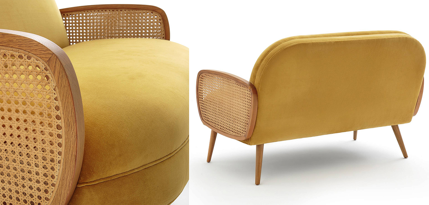 Диван Morten Wicker Sofa Горчичный Диван Morten Wicker Sofa Горчичный - Loft-Concept в Брянске