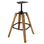 Барный стул со спинкой и металлической подставкой на 4-х деревянных ножках Синий Велюр Vendramin Chair варинант исполнения - 4 | Loft Concept в Брянске