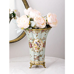 Ваза голубого цвета из фарфора с цветочным рисунком и бронзовой стрекозой Blue Garden варинант исполнения - 4 | Loft Concept в Брянске