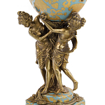 Ваза голубого цвета из фарфора с золотым растительным орнаментом и бронзовыми фигурками женщин Eden Garden porcelain and bronze варинант исполнения - 1 | Loft Concept в Брянске