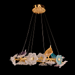 Люстра круглая на золотом каркасе с птичками и цветочным декором Miscellaneous herbs варинант исполнения - 2 | Loft Concept в Брянске