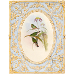 Декоративный постер с изображением птиц в раме с рельефным растительным узором Blooming Birds Poster варинант исполнения - 12 | Loft Concept в Брянске
