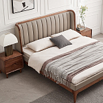 Кровать двуспальная с мягким изголовьем Moon Walnut Bed варинант исполнения - 1 | Loft Concept в Брянске