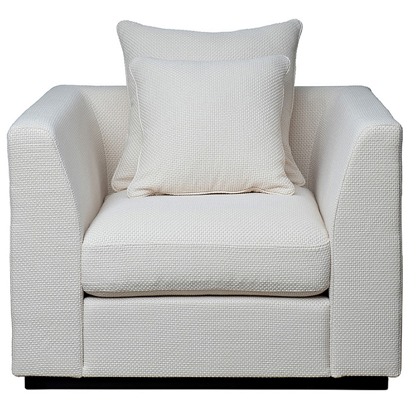 Дизайнерское кресло мягкое с обивкой из рогожки кремового цвета Decoration of Everything Кремовый в Брянске | Loft Concept 