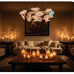 Люстра круглая на золотом каркасе с цветочным декором Miscellaneous herbs варинант исполнения - 7 | Loft Concept в Брянске