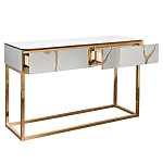 Консоль с ящиками зеркальная с золотым декором Gold Painted Mirror Console варинант исполнения - 2 | Loft Concept в Брянске