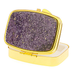 Таблетница карманная прямоугольная с 2-мя отделениями с зеркалом и накладкой из натурального камня Флюорит Gold Stone Pillboxes варинант исполнения - 2 | Loft Concept в Брянске