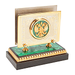 Настольный письменный набор из малахита и долерита с декором в виде герба России Leader Organizer варинант исполнения - 6 | Loft Concept в Брянске