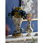 Ваза белого цвета из фарфора с цветочным рисунком и бронзовыми ручками с фигурками птиц Eden Garden porcelain and bronze варинант исполнения - 6 | Loft Concept в Брянске