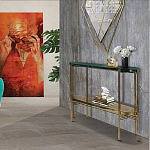 Консоль овальной формы золотая с полкой для хранения Craig варинант исполнения - 4 | Loft Concept в Брянске