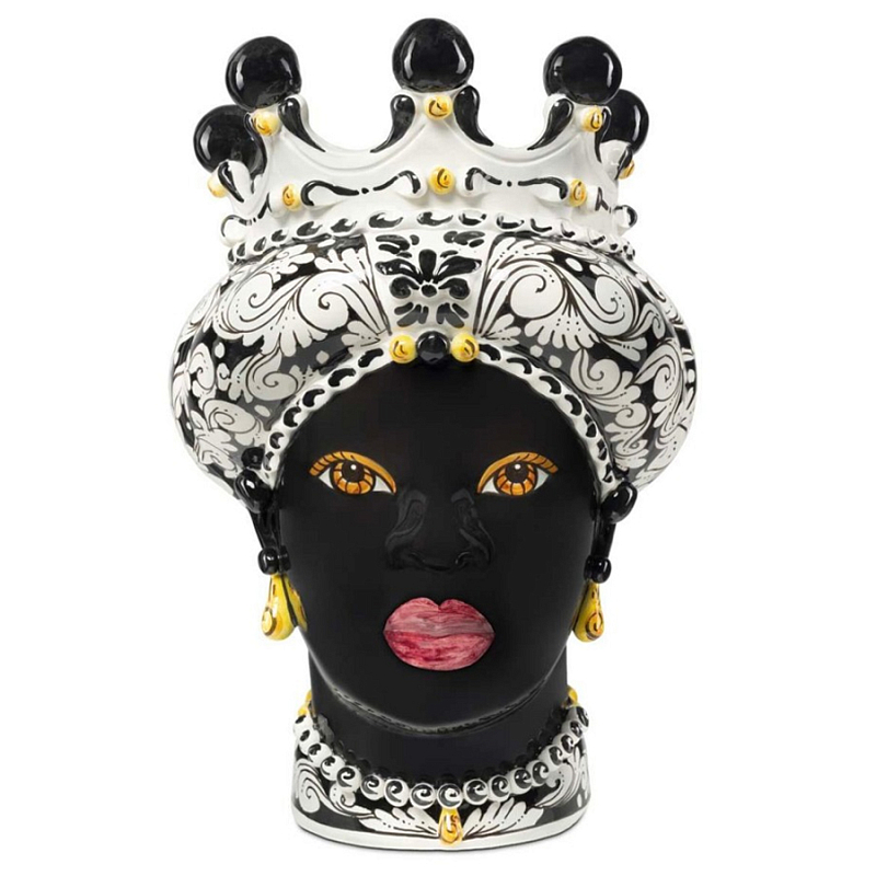 Ваза Vase Moro Lady Ornate Black Черный Белый Ваза Vase Moro Lady Ornate Black Черный Белый в Брянске | Loft Concept