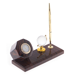 Настольный письменный набор с глобусом и ручкой из натурального обсидиана World Globe варинант исполнения - 2 | Loft Concept в Брянске