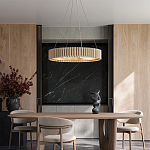 Люстра круглая из толстых деревянных реек Natural Style варинант исполнения - 4 | Loft Concept в Брянске