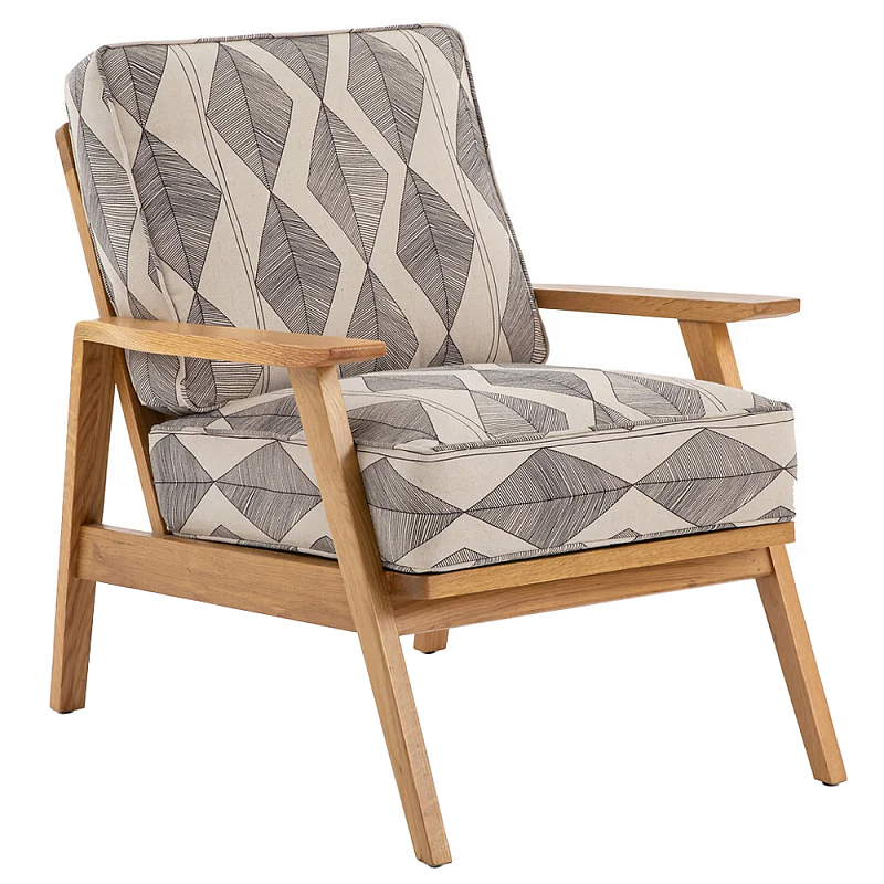 Кресло с каркасом из массива дуба Deniaud Oak Rhombus Beige Armchair Светлый дуб Бежевый Кресло с каркасом из массива дуба Deniaud Oak Rhombus Beige Armchair Светлый дуб Бежевый в Брянске | Loft Concept