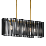 Люстра подвесная овальной формы с металлическим решетчатым абажуром матово-черного цвета и 5 лампами Kichler варинант исполнения - 1 | Loft Concept в Брянске