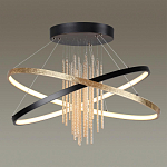 Люстра подвесная с 2-мя пересекающимися круглыми подвесами в черном и золотистом цвете и вертикальными подвесками Ring Horizontal варинант исполнения - 2 | Loft Concept в Брянске