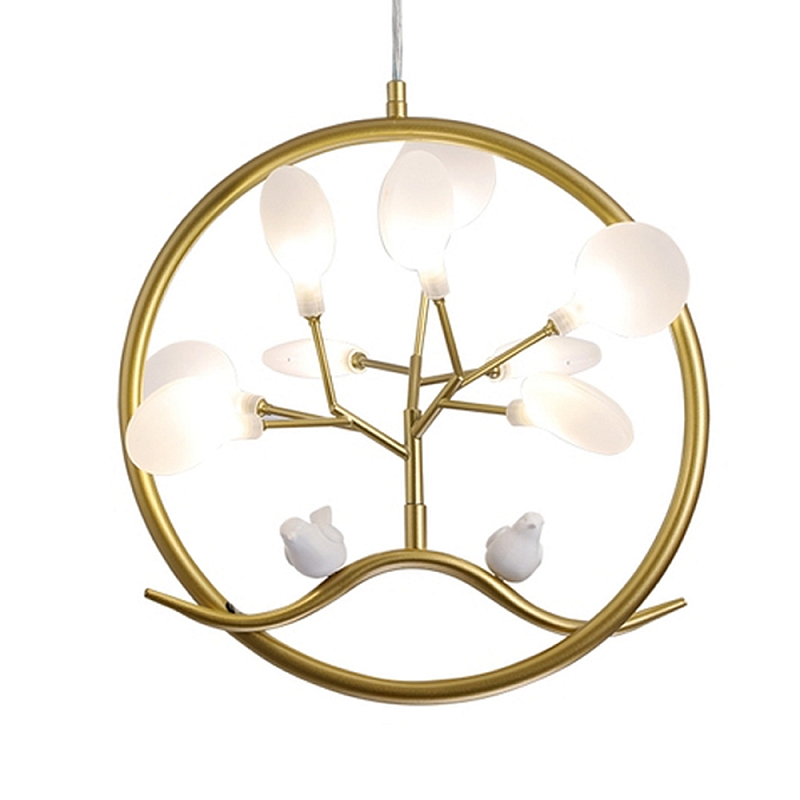 Люстра подвесная круглая Lamp Dexter Белый Золотой в Брянске | Loft Concept 