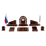 Настольный письменный набор с часами из природного камня обсидиана  Contract Extended варинант исполнения - 1 | Loft Concept в Брянске