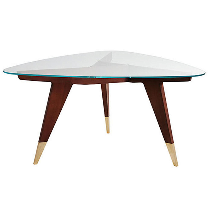 Дизайнерский кофейный стол со стеклянной столешницей Gio Ponti D.552.2 Coffee Table Прозрачное Стекло Коричневый Латунь в Брянске | Loft Concept 