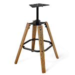 Барный стул со спинкой и подлокотниками на 4-х коричневых деревянных ножках Бежевый Велюр Ava Charm варинант исполнения - 6 | Loft Concept в Брянске