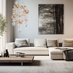 Люстра с плафонами из прозрачного и янтарного стекла в виде шаров и ромбов Gabriel Scott Luna варинант исполнения - 12 | Loft Concept в Брянске