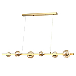 Люстра светодиодная линейная с 6-ю круглыми плафонами коньячного цвета Iona Chandelier Brass  варинант исполнения - 1 | Loft Concept в Брянске