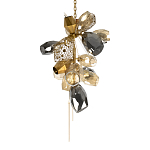 Люстра подвесная вытянутой формы с плафонами из стекла и металла с тремя вертикальными подвесками Gilded Mirage  варинант исполнения - 4 | Loft Concept в Брянске