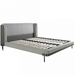Кровать двуспальная серая с мягким изголовьем из экокожи и ткани Modern Look варинант исполнения - 2 | Loft Concept в Брянске