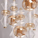 Люстра с плафонами из прозрачного и янтарного стекла в виде шаров и ромбов Gabriel Scott Luna варинант исполнения - 8 | Loft Concept в Брянске