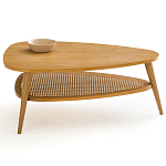 Журнальный стол из массива дуба и декором из плетеного ротанга Reyer Rattan Coffee Table варинант исполнения - 2 | Loft Concept в Брянске