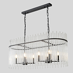 Люстра подвесная овальная со стеклянными прозрачными трубками и металлическим каркасом черного цвета Nembus варинант исполнения - 5 | Loft Concept в Брянске