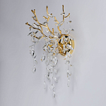 Бра золотого цвета с декоративными ветвями и прозрачными подвесками в форме листьев Droplet Chandelier варинант исполнения - 3 | Loft Concept в Брянске