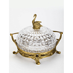 Конфетница из прозрачного рельефного стекла с ручкой и фигуркой лебедя Eden Garden варинант исполнения - 2 | Loft Concept в Брянске